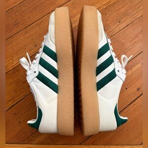 Adidas Sambae Women’s Shoes in White and Green with Gum Sole